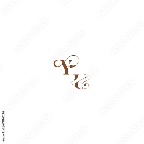 YU letter wedding logo concept elegant curve monogram bold and hairline initial