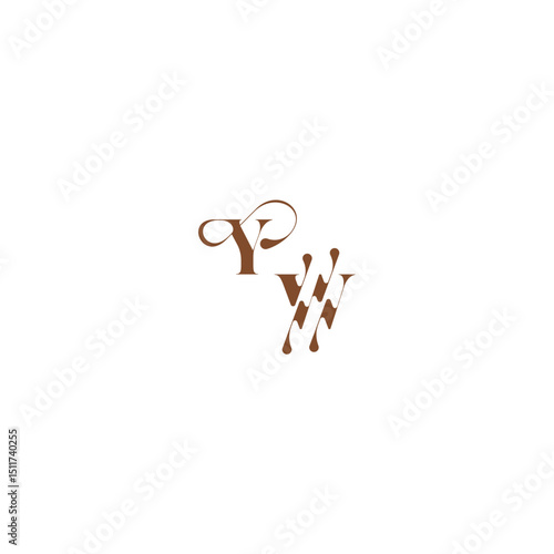 YW letter wedding logo concept elegant curve monogram bold and hairline initial
