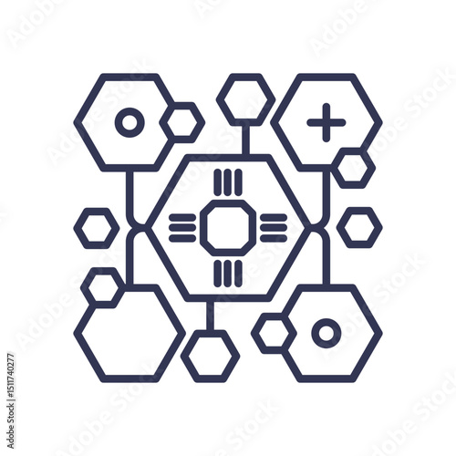 Hexagonal network symbolizing interconnected agents in collaboration.
