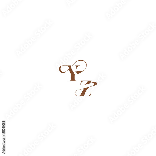 YZ letter wedding logo concept elegant curve monogram bold and hairline initial
