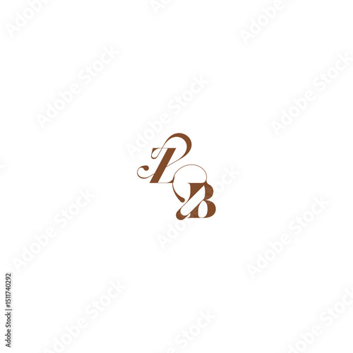 ZB letter wedding logo concept elegant curve monogram bold and hairline initial