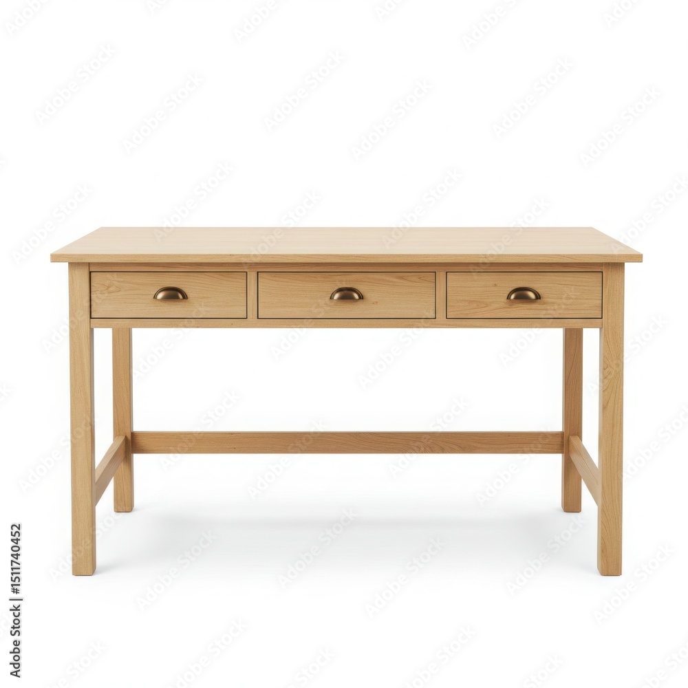 Wooden desk with three drawers isolated on transparent background. use cases: office, home, study. Wooden desk with three drawers isolated on transparent background. use cases: office, home, study.