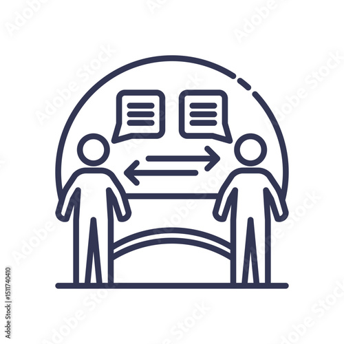 Two figures exchanging dialogue, symbolizing communication and connection.