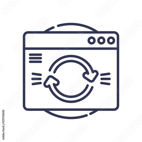 Browser window with refresh icon symbolizes renewed interaction and continuous updates.