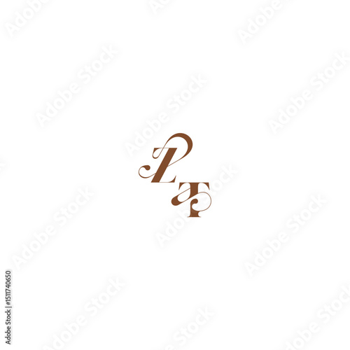 ZT letter wedding logo concept elegant curve monogram bold and hairline initial