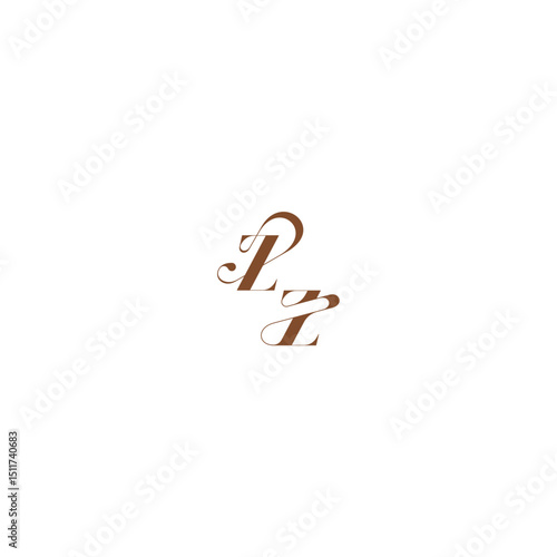ZZ letter wedding logo concept elegant curve monogram bold and hairline initial