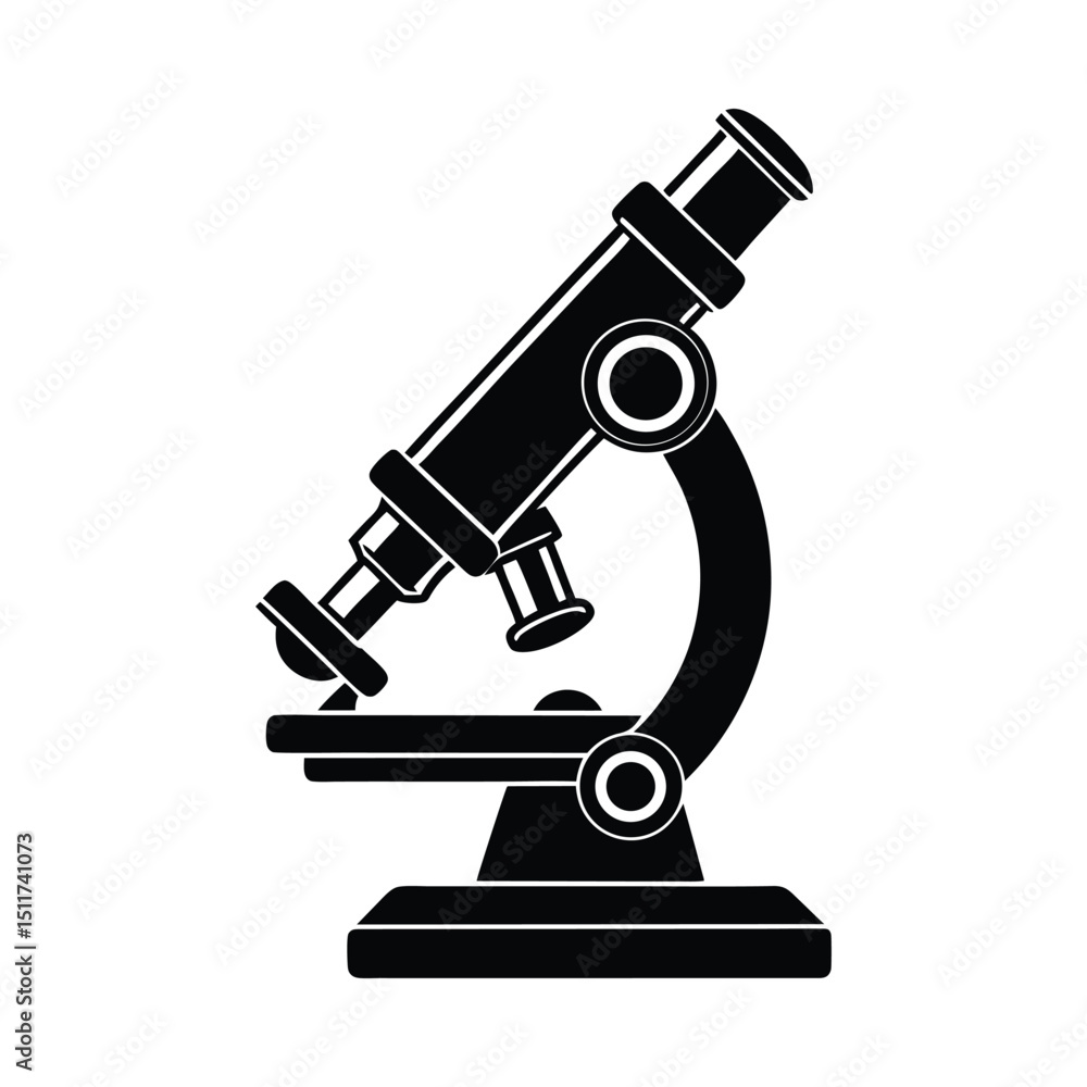 Microscope science equipment silhouette on white background Microscope science equipment silhouette on white background