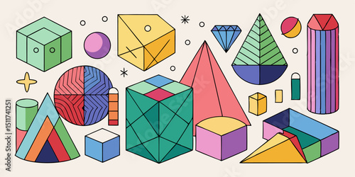 Whimsical Hand-Drawn Geometric Vectors – Crayon & Sketch Style