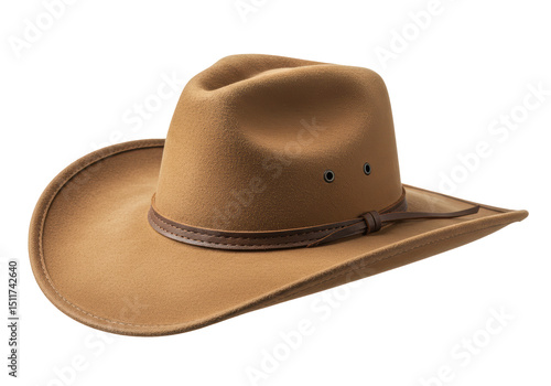 Cuadro en lienzo Isolated Classic Tan Cowboy Hat with Leather Band