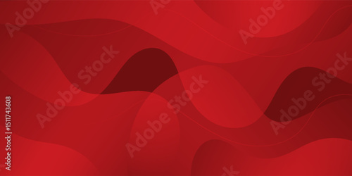 Modern red abstract vector long banner. Minimal background with waves arrows geometric shapes and copy space for text. Social media cover and web wide banner template