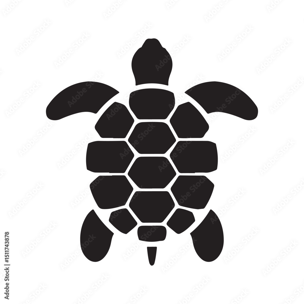 Obraz premium Minimalist Black Ocean Sea Turtle Silhouette Vector Icon - Marine Life Design Asset