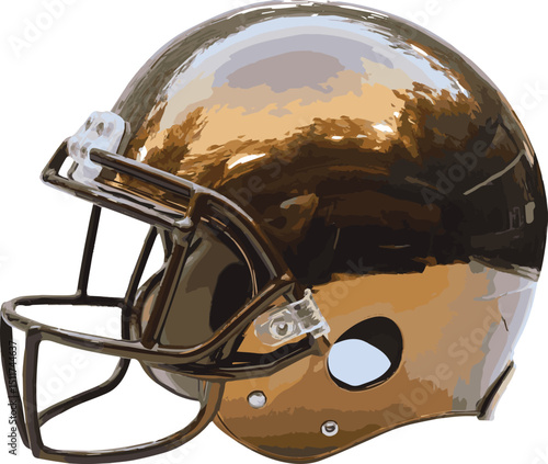 Blue and red American football helmet isolated on a black background, showcasing essential sport protection gear for players.