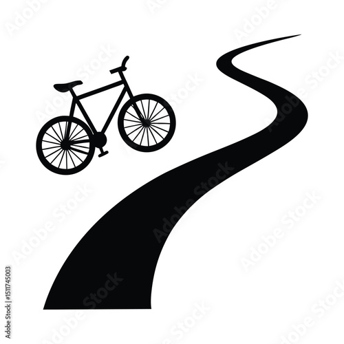Bike on road design silhouette on white background