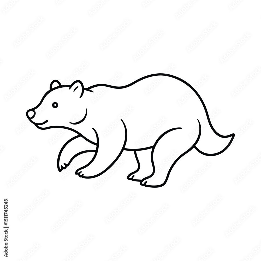Walking bear outline silhouette on white background Walking bear outline silhouette on white background