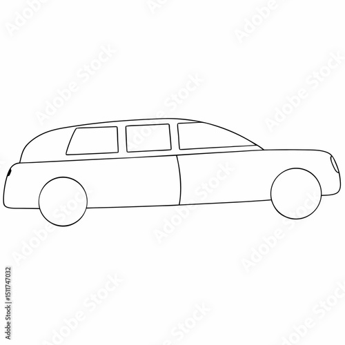 Limousine coloring page simple and minimal line art illustration on white background