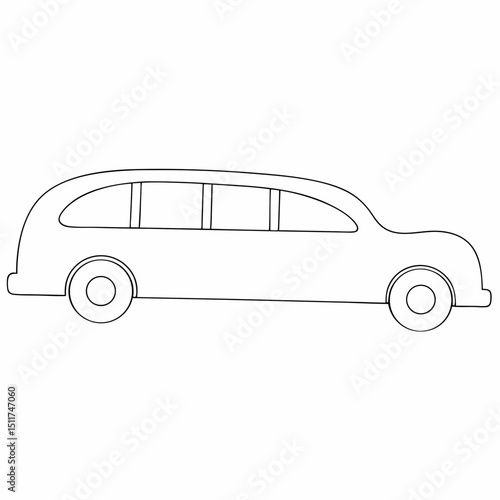 Limousine coloring page simple and minimal line art illustration on white background