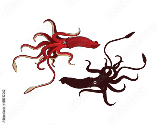Sea Animal Giant Squid Vector Clipart, Icon and Graphics for Free Download