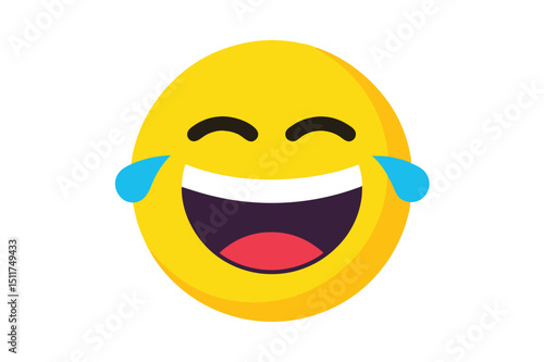 Joyful emoji laughing with tears vibrant yellow design
