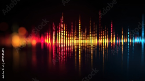 Abstract colorful sound wave visualization on black background representing audio or data.