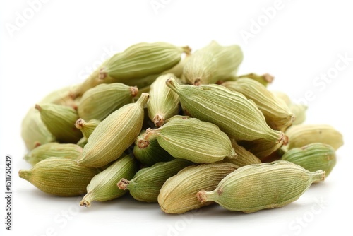 Wallpaper Mural A close-up of several green cardamom pods piled together on a white background. Torontodigital.ca