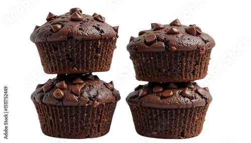 chocolate muffin isolated on white background