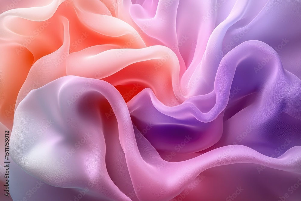 Obraz premium Abstract image of flowing fabric in shades of pink, purple, and orange. Soft, dreamy texture.
