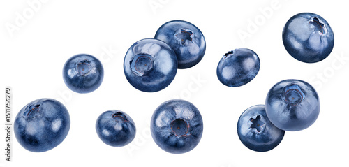 Flying blueberry isolated on white background