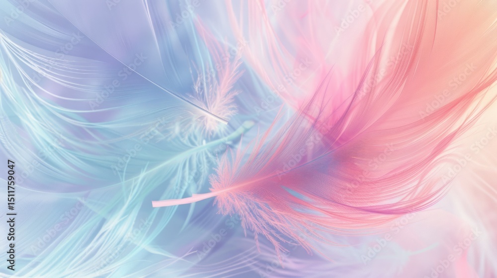 Delicate, pastel feathers swirl in a soft abstract design Delicate, pastel feathers swirl in a soft abstract design