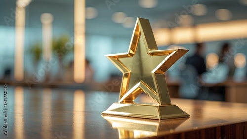 Golden star award on a desk