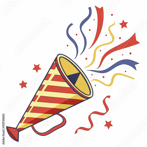 3D Party Horn, Hat, and Streamers Celebration Icon