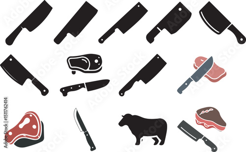 Realistic knives collection illustration