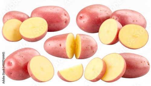 Red potatoes isolated on white background 