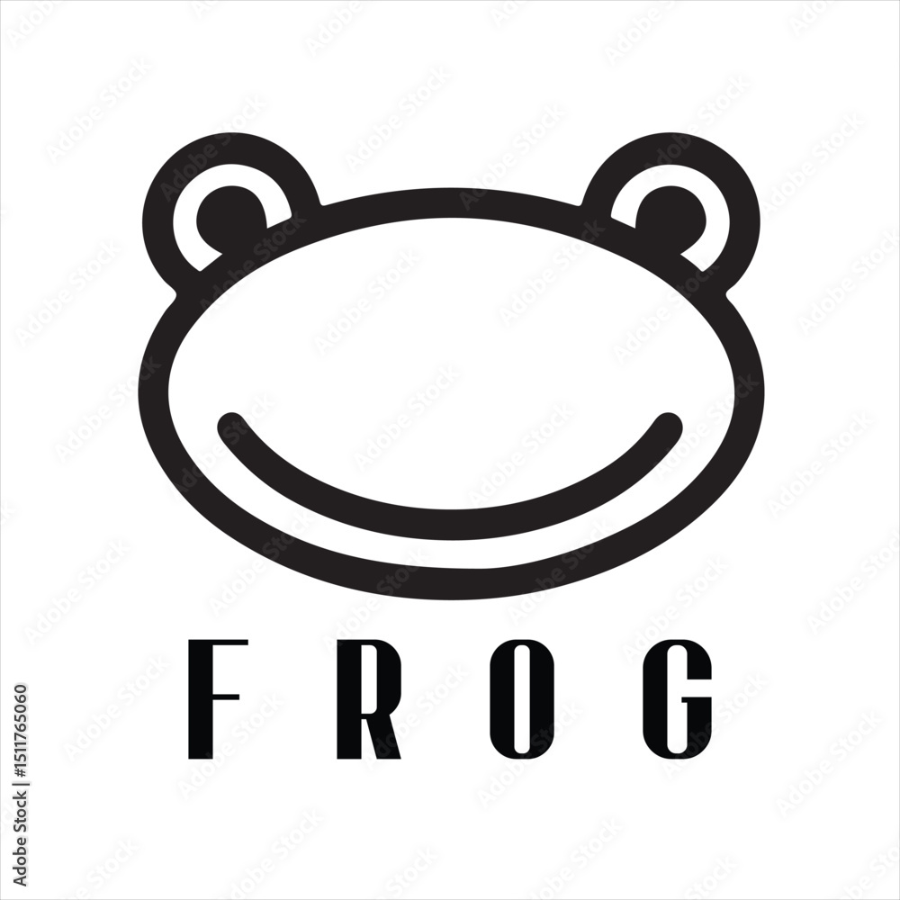 Fototapeta premium A frog logo design icon flat and silhouette style vector minimal art illustration on a white background 