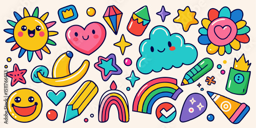 Whimsical Crayon Style Shapes
