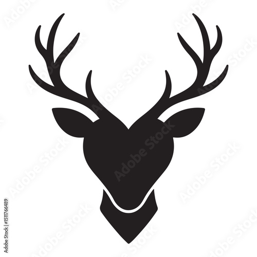 Heart shaped deer head with antlers banner advertisement design