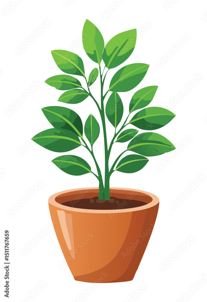 Lush Potted Plant Illustration Lush Potted Plant Illustration