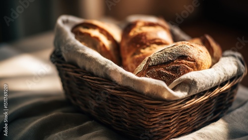 Fresh baked loaves in a basket