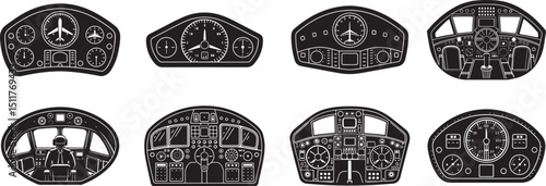 black and white cockpit instrument panel