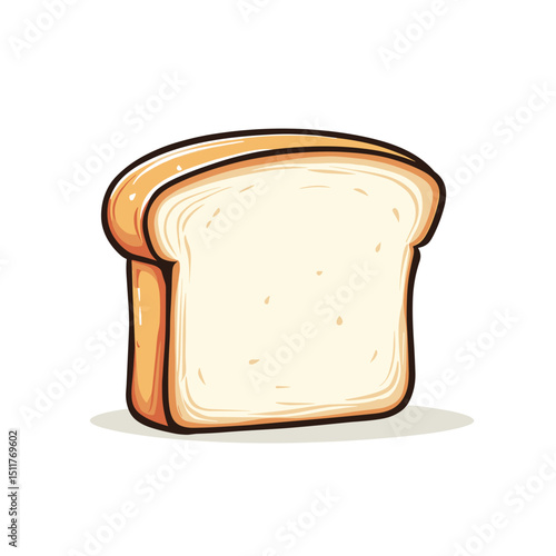 Bread Loaf cartoon illustration, vintage retro vector, minimal geometric shapes, symmetrical form, muted pastel colors, clean clear outlines, scalable vector-friendly, flat white background