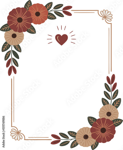 Floral Heart Frame border design