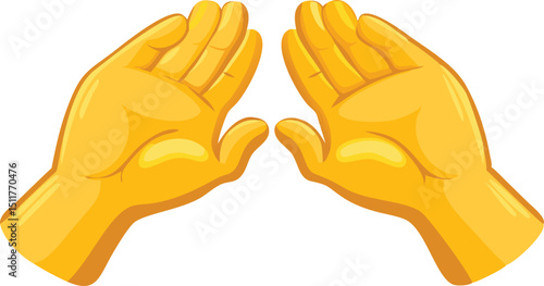 Two yellow hands pressed together in prayer gesture