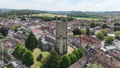 St Cuthbert's Church Wells Somerset drone,aerial.