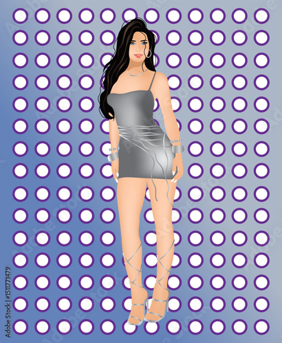 Illustration of a fashionable stylish girl.