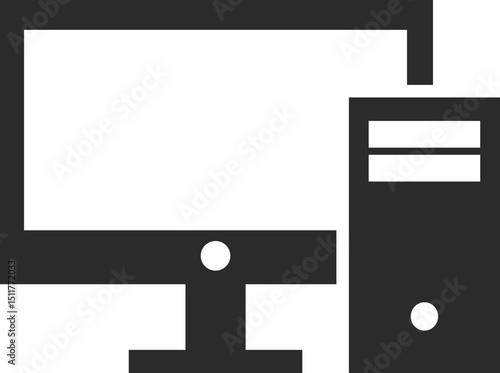 computer pc icon for computer and network related icons in dark grey and clear background editable vector illustration