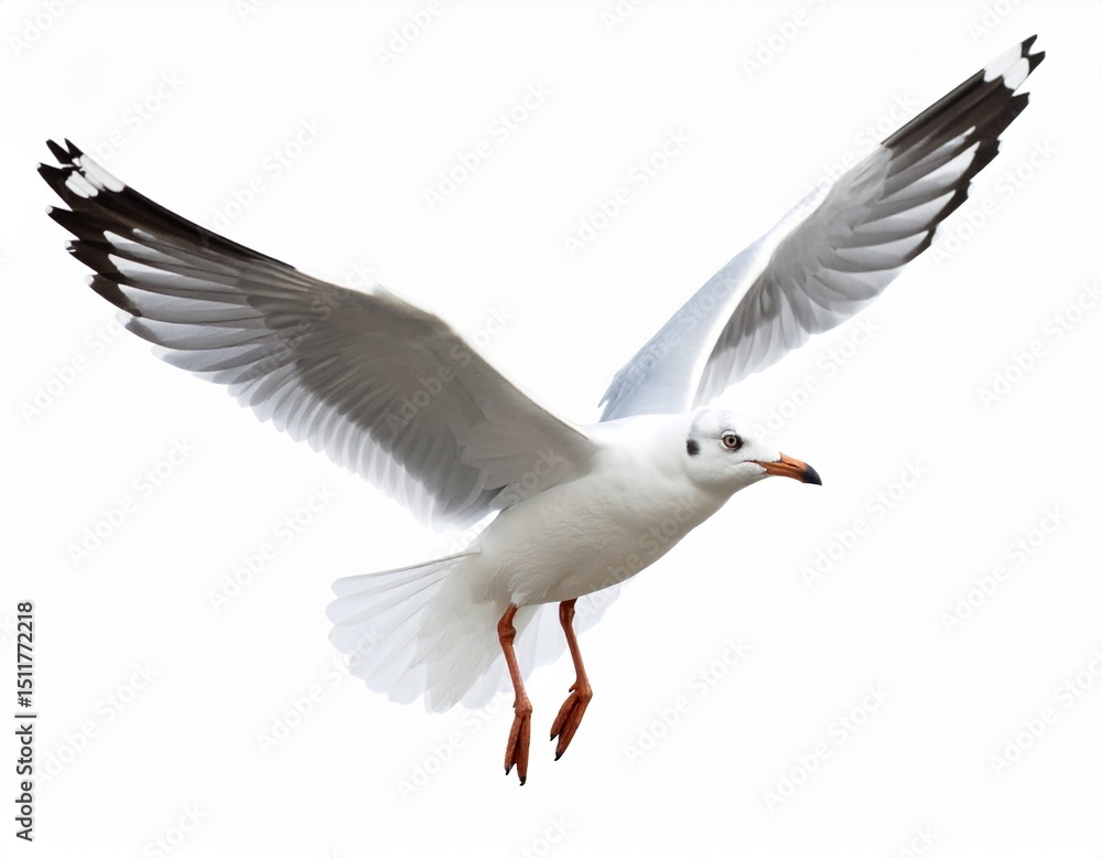 Obraz premium Seagull flying isolated on white background