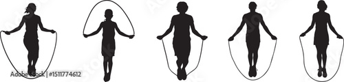 black silhouette of people jumping rope
