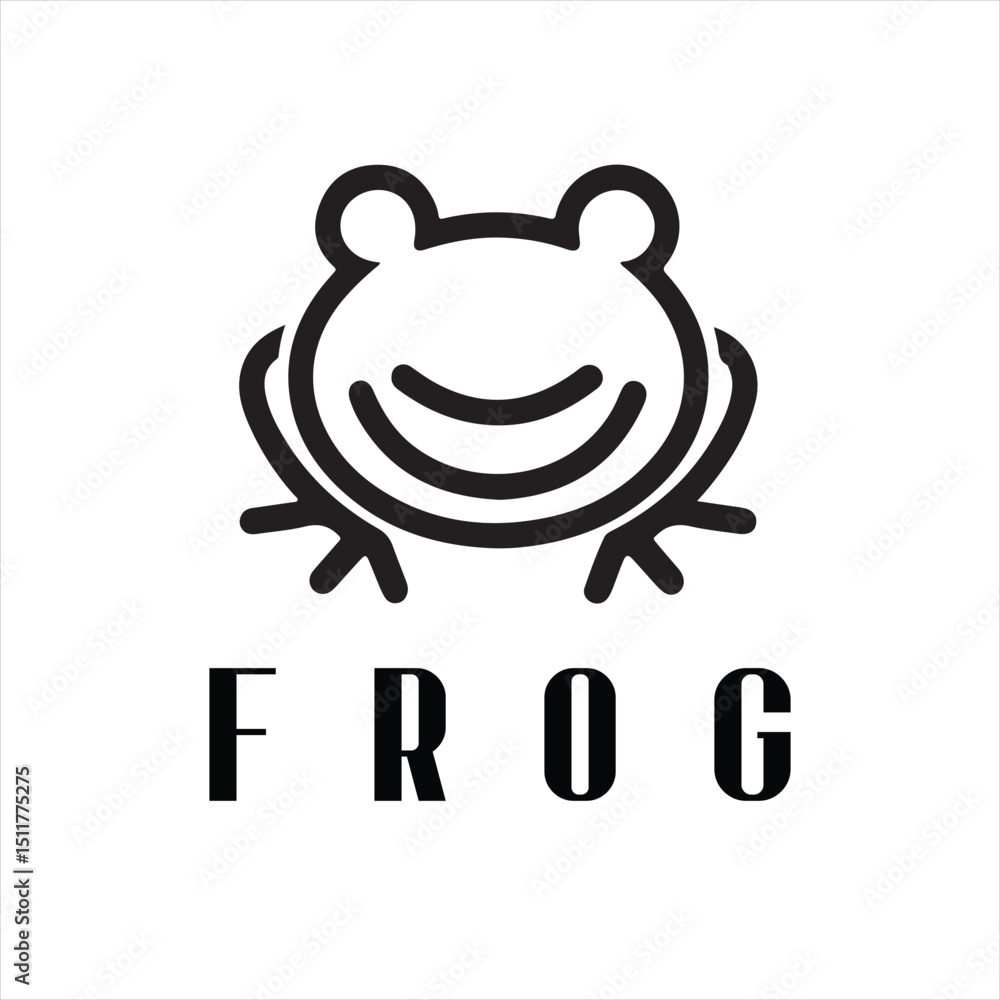 Fototapeta premium A frog logo design icon flat and silhouette style vector minimal art illustration on a white background 
