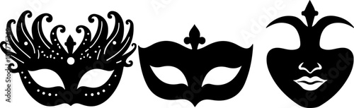 Ornate Masquerade Masks Silhouettes vector