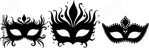Ornate Masquerade Masks Silhouettes vector