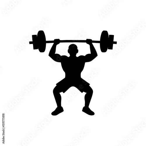 Weightlifter Silhouette Isolated on Transparent Background